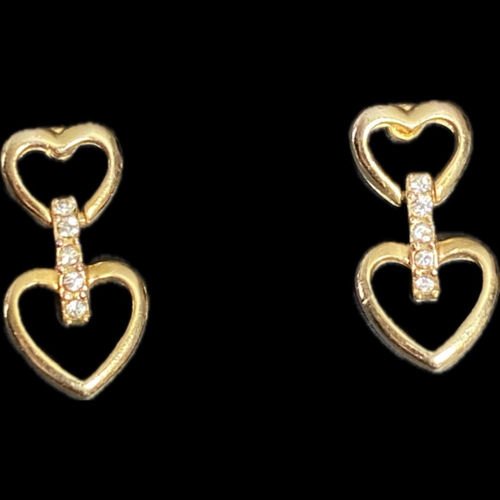 Gold Heart Drop Earrings
